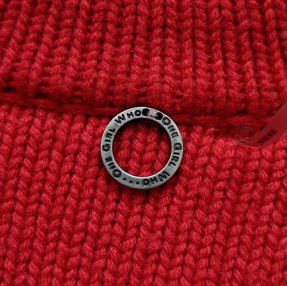 Anthropologie One Girl Who Red Wool Knit Sweater Moto Jacket | Size S - Picture 2 of 15